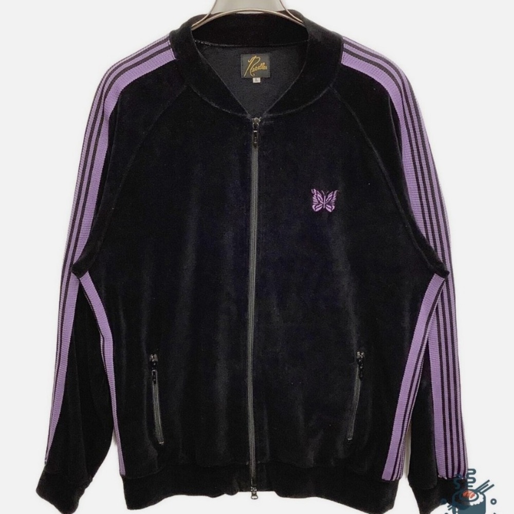 ✨🐈‍⬛ Needles Black & Purple Embroidered Label Jacket 💜 Statement Luxe 🖤💫